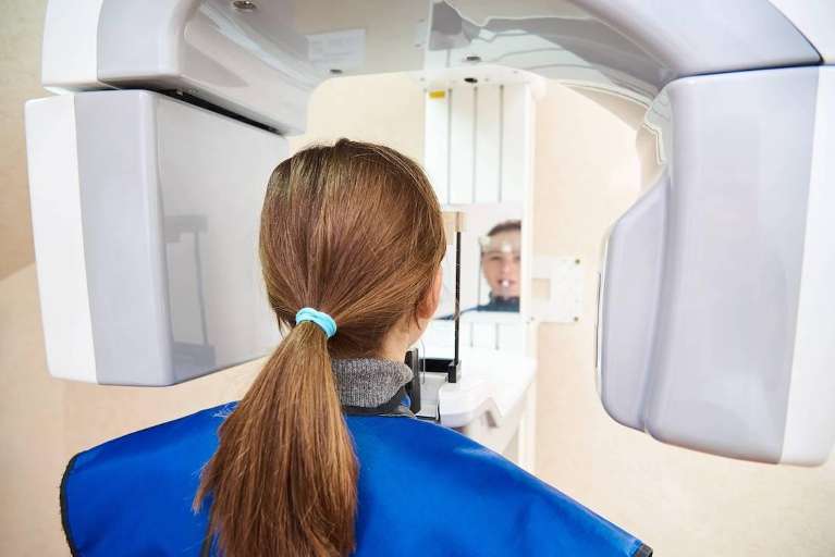 A patient getting Panoramic X-Rays in Annapolis MD